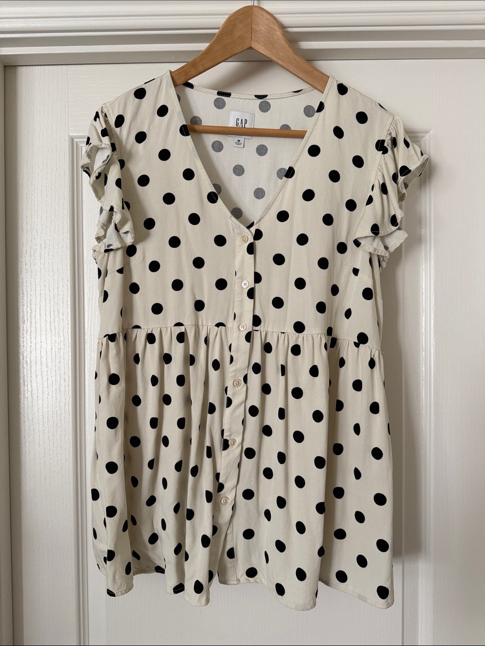 GAP Maternity Cream Blouse with Black Polka Dots